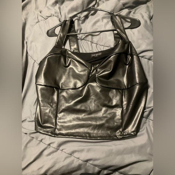 Lane Bryant Black Faux Leather Top - Picture 2 of 3